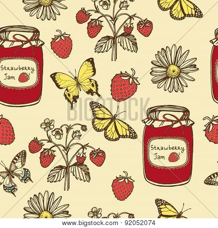 Hand drawn vintage summer seamless pattern