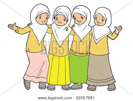 Group of muslim girls wearing hijab