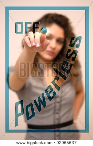 Woman Turning Off Powerless On Panel