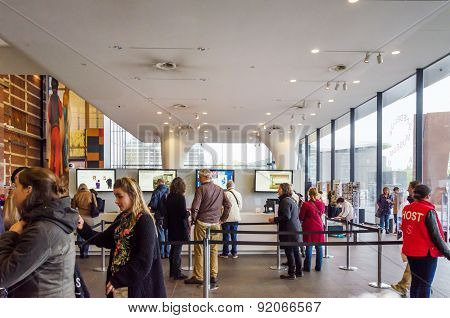 Amsterdam, Netherlands - May 6, 2015: Tourist Visit Stedelijk Musem In Amsterdam.