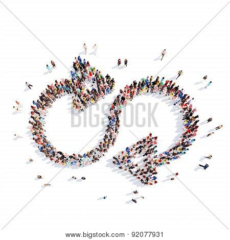 People in the form of arrows.