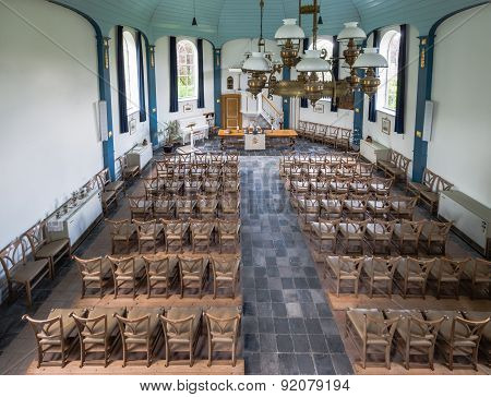 Interior Of A Small Historic Church In The Netherlands
