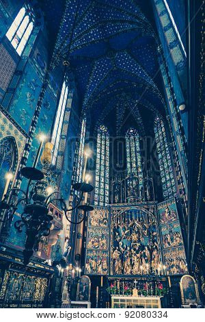 Interior of basilica in Krakow