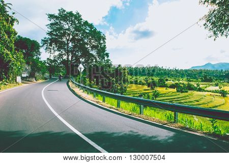 The roads in Bali, Indonesia. Summer day