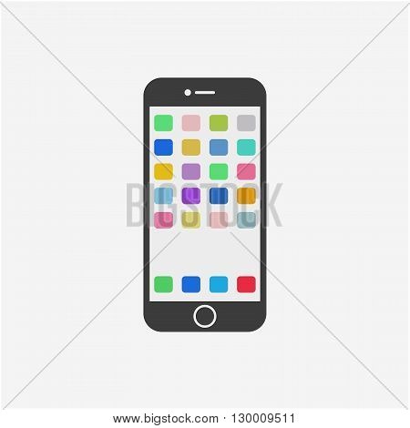 Mobile phone with color menu icon Vector illustration. Smartphone icon.