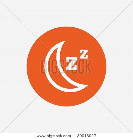 Sleep sign icon. Moon with zzz button. Standby. Orange circle button with icon. Vector