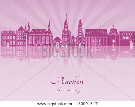 Aachen skyline in purple radiant orchid in editable vector file