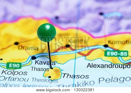 Thasos pinned on a map of Greece