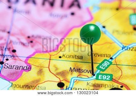 Metsovo pinned on a map of Greece