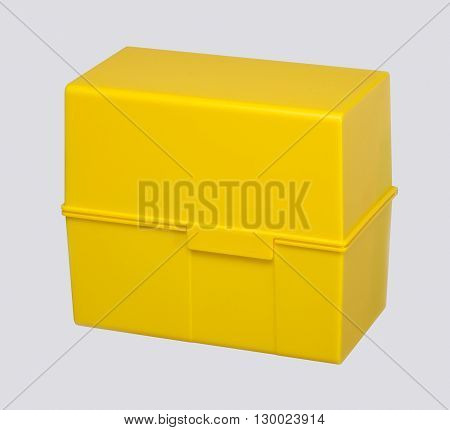 yellow address storage box in grey back