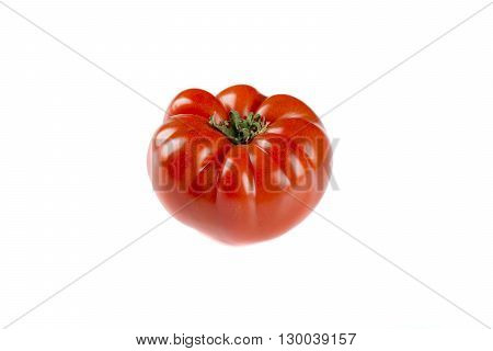 Singke red tomato on white background isolated
