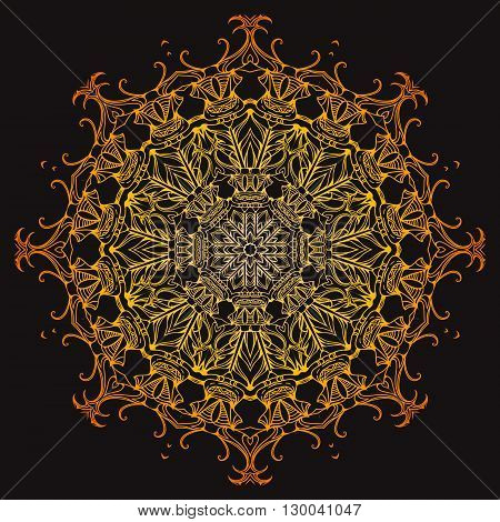 Golden doodle mandala. Vector element for tattoo sketch printing on T-shirts postcard and your design. Element for yoga studio and spa