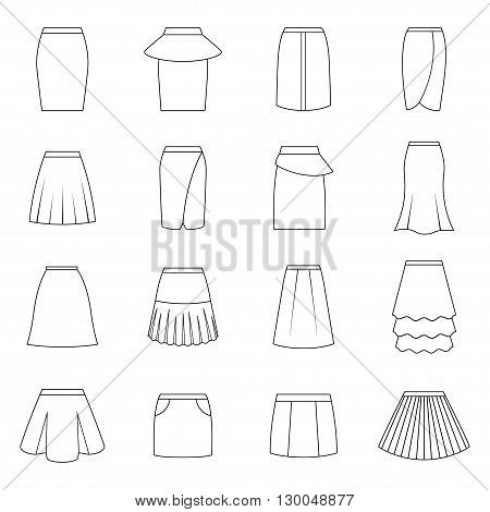 Set of skirts on white background, vector illustration