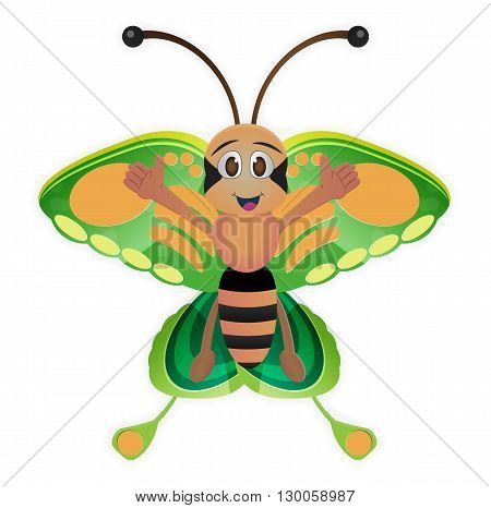 cute butterlfy cartoon with colorful wings smile