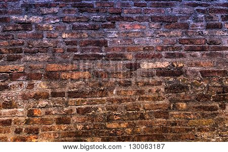 The pattern of the old brick walls