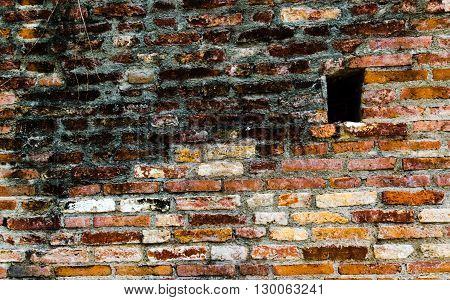 The pattern of the old brick walls at Cook chicken Chanthaburi province Thailand