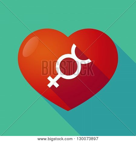 Long Shadow Red Heart With  The Mercury Planet Symbol