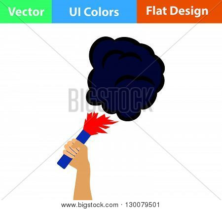 Football Fans Hand Holding Burned Flayer With Smoke Icon