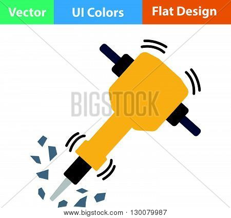 Flat Design Icon Of Construction Jackhammer