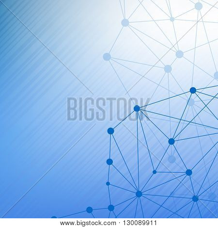 Structure molecule and communication Dna, atom, neurons. Science concept for your design. Connected lines with dots. Medical, technology, chemistry, science background. Vector illustration.