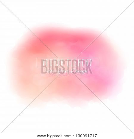 Vector watercolor spot. Watercolor background. Colorful abstract texture. Bright watercolor stain. Vector art banner. Peach and pink colors