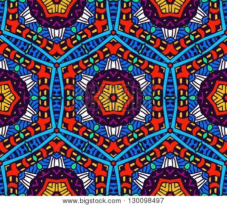 abstract ethnic ciolorful  seamless pattern mosaic tiled background