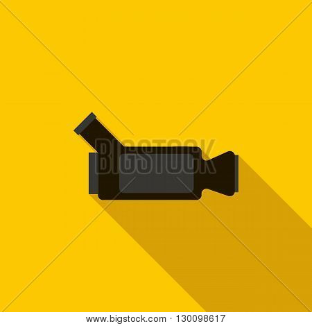 Video camera icon in flat style with long shadow. Videorecording symbol