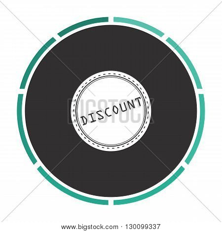 Discount Simple flat white vector pictogram on black circle. Illustration icon