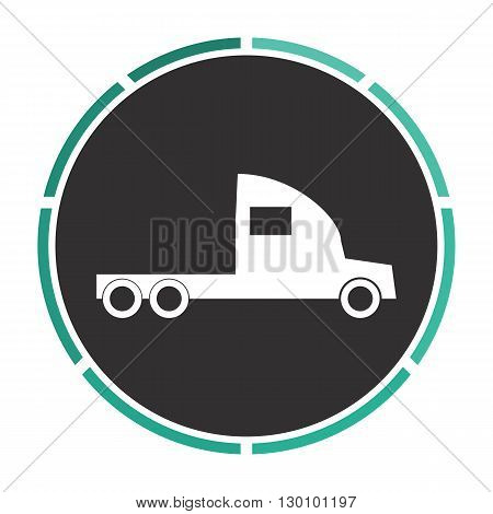 cargo truck Simple flat white vector pictogram on black circle. Illustration icon