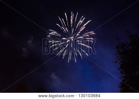 Fireworks in Odintsovo town (Moscow region). Victory day May 9 2016. Russia.