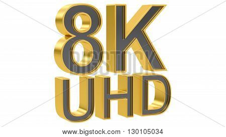 8K Ultra HD concept 3D rendering isolated on white background