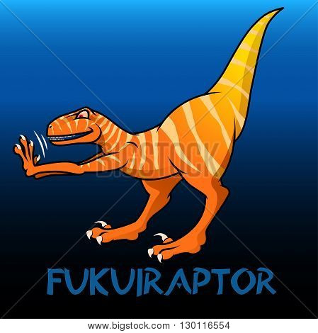 An orange Fukuiraptor cute character dinosaurs .