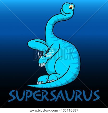 A blue Supersaurus cute character dinosaurs .