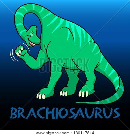 A green Brachiosaurus cute character dinosaurs .