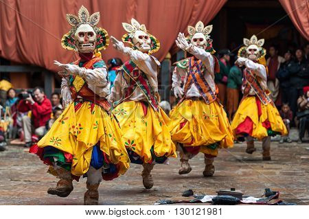 Dancers At Jakar Festival In Bhutan