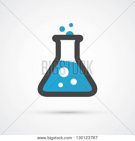 Chemical flask color trendy flat icon.  Vector illustration