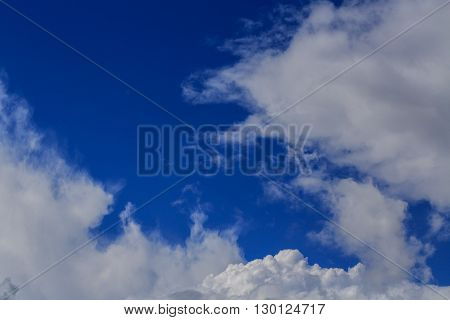Blue sky with cloud. Meteorology. Synoptics. Good weather. Changes in the weather. Cloud Front.