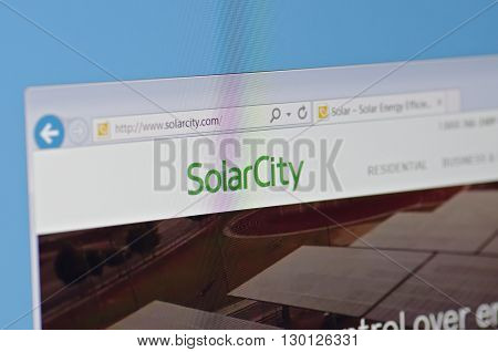 Saransk, Russia - May 17, 2016: A computer screen shows details of SolarCity website.