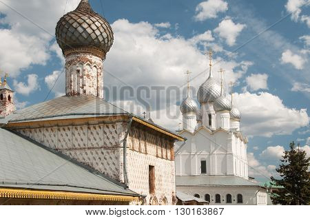 Rostov the Great in spring view to the kremlin Odigitria Church The Church Of the Resurrection . The Golden Ring of Russia