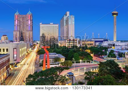 San Antonio, Texas, USA downtown skyline.