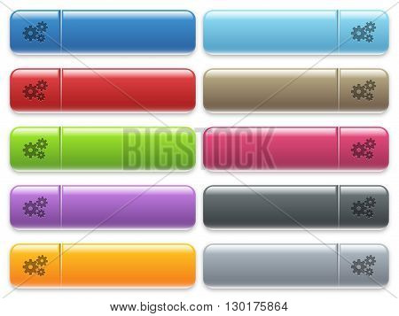 Set of gears glossy color menu buttons with engraved icons