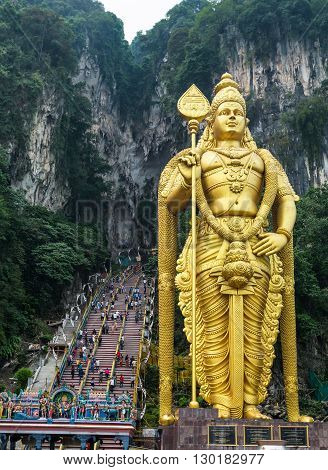 Statue of Lord Muragan at Batu Caves in Malaysia