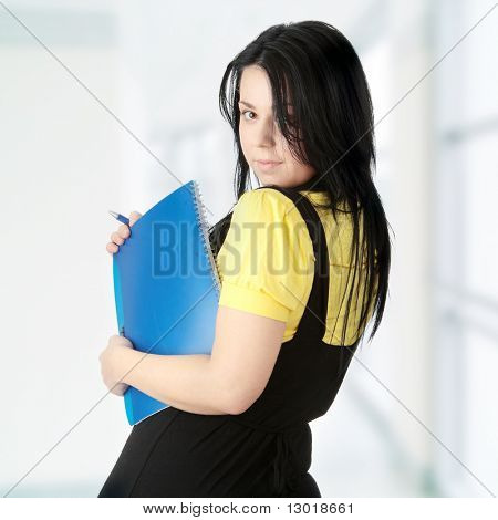 Young corpulent student  woman