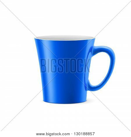 Blue cup with tapered bottom stay on white background
