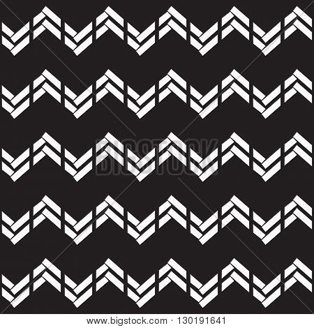 Seamless zigzag black and white vector pattern background