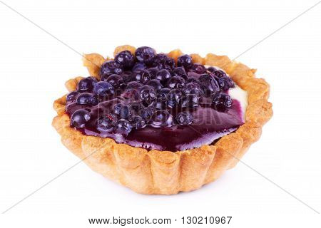 Fresh blueberries tart on a white background