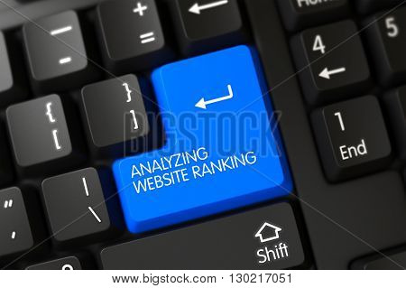 Button Analyzing Website Ranking on Black Keyboard. Analyzing Website Ranking on Modernized Keyboard Background. Analyzing Website Ranking Written on a Large Blue Button of a PC Keyboard. 3D.