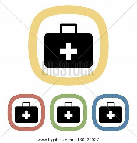 Medicine chest colorful icon. Vector illustration of medicine chest set