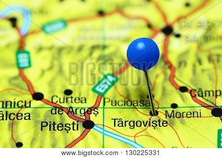 Targoviste pinned on a map of Romania