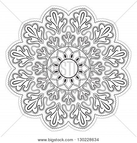 Black and white abstract pattern, mandala. Vector design template for art.